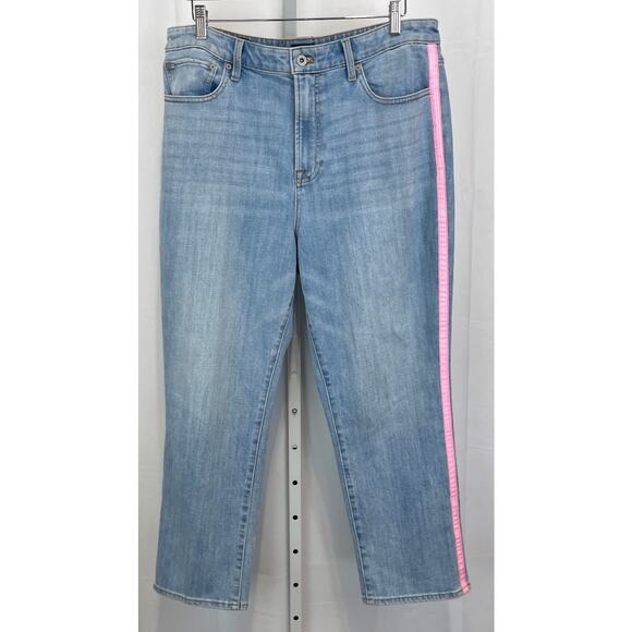 Talbots Denim - TALBOTS Side Stripe Modern Ankle Jeans Zip Fly Cotton Blend Denim Blue Pink 16